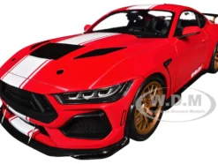 2024 Ford Shelby Mustang Super Snake Race Red with White Stripes 1/18 Diecast Model Car by Solido