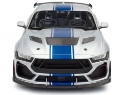 2024 Ford Shelby Mustang Super Snake Gray Metallic with Blue Stripes 1/18 Diecast Model Car by Solido