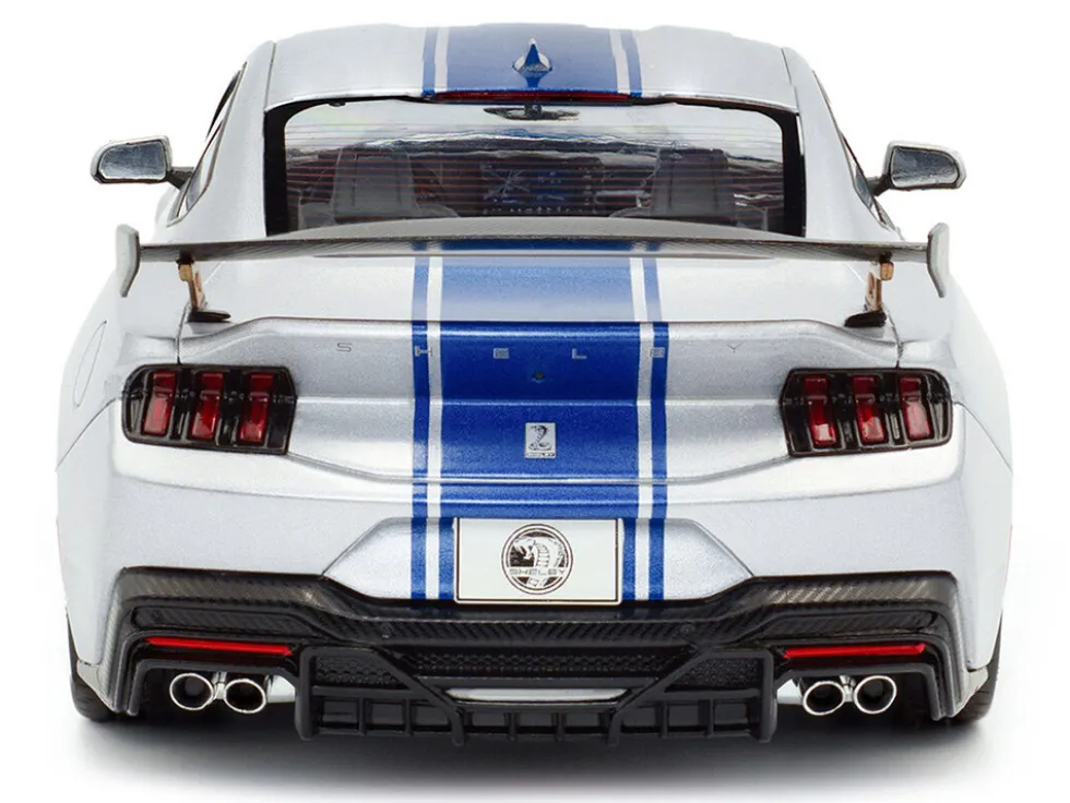 2024 Ford Shelby Mustang Super Snake Gray Metallic with Blue Stripes 1/18 Diecast Model Car by Solido