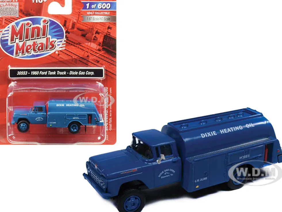 1960 Ford Tank Truck Dixie Gas Corp Blue 1/87 HO Scale Model Classic Metal Works 30553