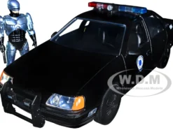 Ford Taurus OCP Matt Black Detroit Police and Robocop Diecast Figure 35th Anniversary Robocop 1987 Movie Hollywood Rides Series 1/24 Diecast Model Car Jada 33743