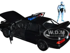Ford Taurus OCP Matt Black Detroit Police and Robocop Diecast Figure 35th Anniversary Robocop 1987 Movie Hollywood Rides Series 1/24 Diecast Model Car Jada 33743