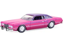 1975 Ford Thunderbird Lowrider Pink Metallic with Purple Top and Graphics with Purple Interior "California Lowriders" Series 7 1/64 Diecast Model Car by Greenlight