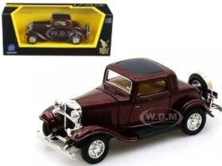 1932 Ford 3 Window Coupe Burgundy 1/43 Diecast Car Model Road Signature 94231