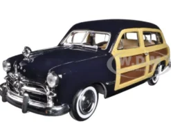1949 Ford Woody Wagon Dark Blue 1/24 Diecast Model Car Motormax 73260