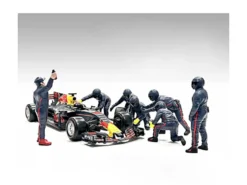 Formula One F1 Pit Crew 7 Figure Set Team Blue Release III for 1/18 Scale Models American Diorama 76558
