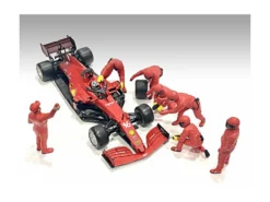 Formula One F1 Pit Crew 7 Figure Set Team Red Release III for 1/18 Scale Models American Diorama 76556