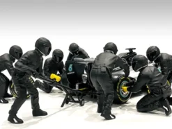 Formula One F1 Pit Crew 7 Figurine Set Team Black Release II 1/18 Scale Models American Diorama 76554