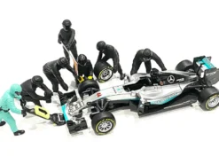 Formula One F1 Pit Crew 7 Figurine Set Team Black 1/18 Scale Models American Diorama 76551