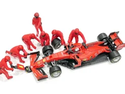 Formula One F1 Pit Crew 7 Figurine Set Team Red 1/43 Scale Models American Diorama 38382