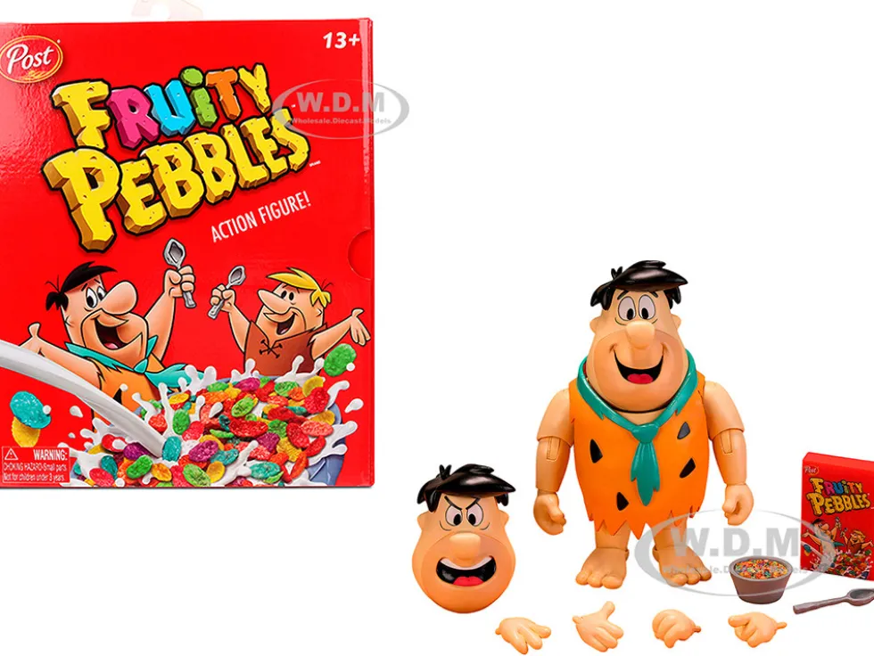 Fred Flintstone 6" Moveable Figure with Accessories and Alternate Head and Hands "The Flintstones - Post Fruity Pebbles" Model by Jada