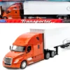 Freightliner Cascadia Truck Bronze Metallic with White Container "Transporter" Series 1/32 Diecast Model by Welly