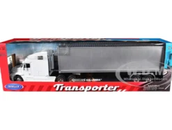 Freightliner Columbia Truck White with Gray Container 1/32 Diecast Model by Welly
