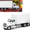 Freightliner 114SD Box Truck White Long Haul Trucker Series 1/32 Diecast Model New Ray 11043