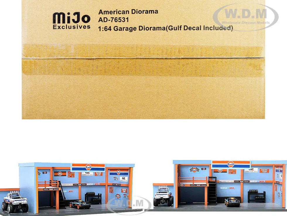 Garage Diorama Gulf Oil Diorama with Decals 1/64 Scale Models American Diorama 76531