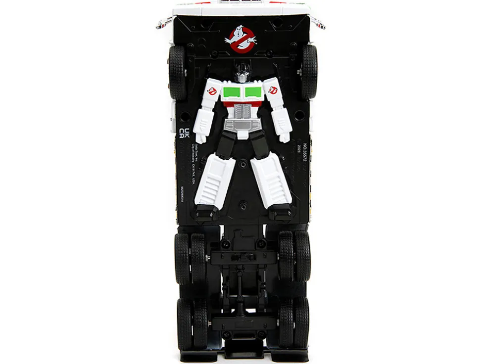 G1 Autobot Optimus Prime Truck White with Robot on Chassis from Transformers TV Series Ghostbusters 1984 Movie Crossover Hollywood Rides Series 1/24 Diecast Model Jada 35572