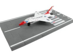 General Dynamics F 16 Fighting Falcon Fighter Aircraft White United States Air Force Thunderbirds with Runway Section Diecast Model Airplane Runway24 RW135