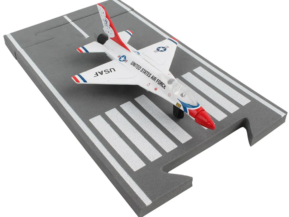 General Dynamics F 16 Fighting Falcon Fighter Aircraft White United States Air Force Thunderbirds with Runway Section Diecast Model Airplane Runway24 RW135