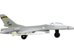 General Dynamics F 16 Fighting Falcon Fighter Aircraft Gray United States Air Force with Runway Section Diecast Model Airplane Runway24 RW130