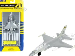 General Dynamics F 16 Fighting Falcon Fighter Aircraft Gray United States Air Force with Runway Section Diecast Model Airplane Runway24 RW130