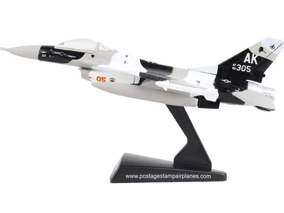 General Dynamics F 16 Fighting Falcon Fighter Aircraft Arctic Camouflage United States Air Force 1/126 Diecast Model Airplane Postage Stamp PS5399-3