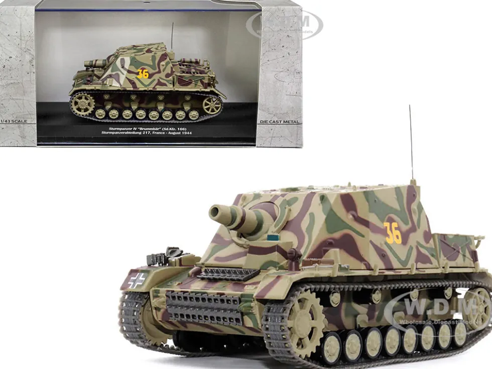 German Sd. Kfz. 166 Sturmpanzer IV Brummbar #36 Germany Sturmpanzerabteilung 217 France August 1944 1/43 Diecast Model AFVs WWII 23198-44
