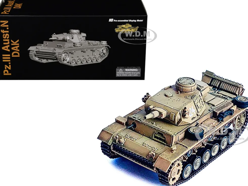 Germany Pz.Kpfw.III Ausf.N DAK Tank #124 "s.Pz.Abt.501, Tunisia, Tiger Insignia" (1942/43) "NEO Dragon Armor" Series 1/72 Plastic Model by Dragon Models