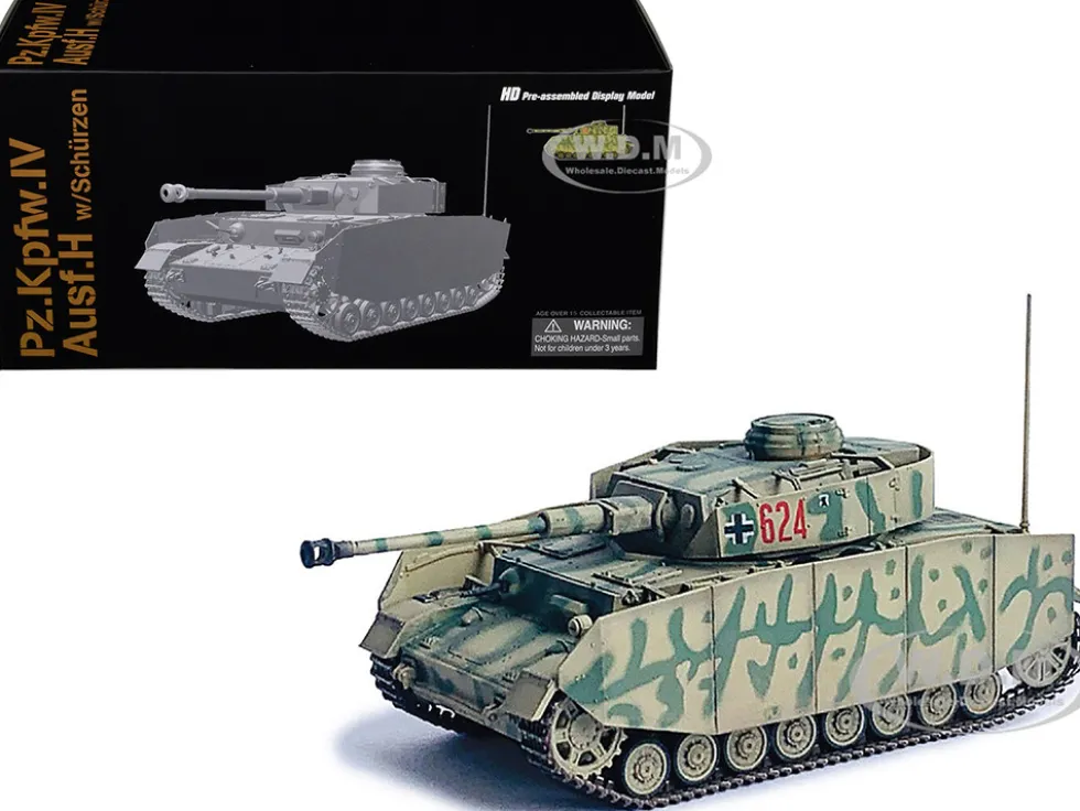 Germany Pz.Kpfw.IV Ausf.H with Schurzen Tank #624 "3.Pz.Div., Ukraine" (1943) "NEO Dragon Armor" Series 1/72 Plastic Model by Dragon Models