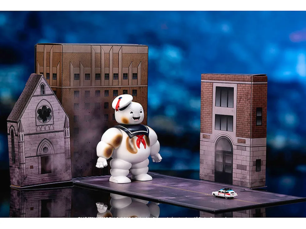 Ghostbusters 6" Stay Puft Marshmallow Man Figure with Nano Ecto-1 Car Diorama Set "Ghostbusters" (1984) Movie "Next Level" Series Model by Jada