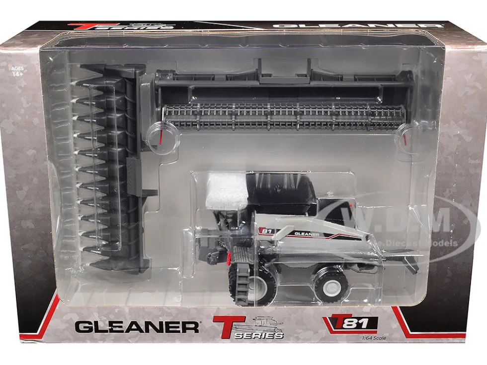 Gleaner T81 Combine with Grain Head and 12 Row Corn Head Gray 1/64 Diecast Model by SpecCast