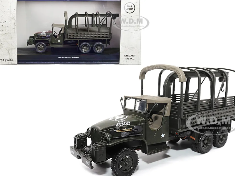 GMC CCKW353 Wrecker Tow Truck Olive Drab United States Army 1/43 Diecast Model Militaria Die Cast 23201-44