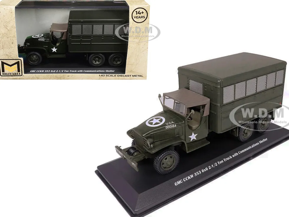 GMC CCKW 353 6x6 2-1/2 Ton Truck with Communications Shelter Olive Drab "United States Army" 1/43 Diecast Model by Militaria Die Cast