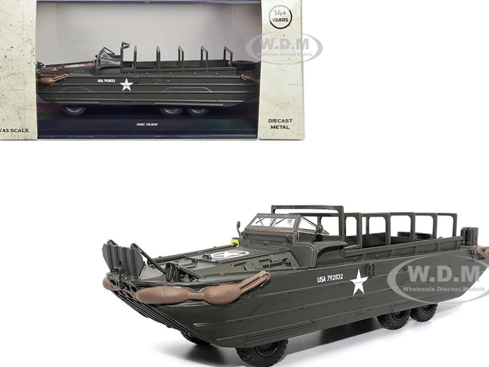 GMC DUKW Amphibious Vehicle Olive Drab United States Army 1/43 Diecast Model Militaria Die Cast 23204-44
