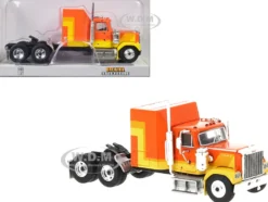 1980 GMC General Truck Tractor Orange and Yellow 1/87 HO Scale Model Car Brekina BRE85778