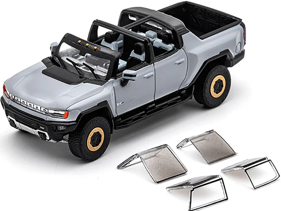 2022 GMC Hummer EV Pickup Truck Gray 1/64 Diecast Model Car by GCD