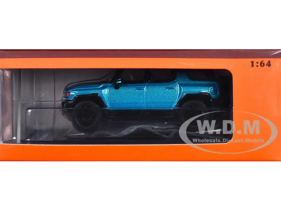 2023 GMC Hummer EV SUV Blue Metallic with Black Top 1/64 Diecast Model Car by GCD