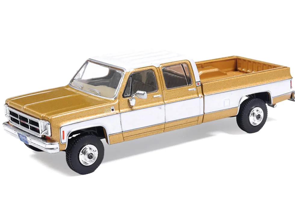 1975 GMC Sierra Classic K2500 Pickup Truck Yuba Gold Metallic and White 1/64 Diecast Model Car by IXO Models