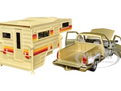 1992 GMC Sierra GT Pickup Truck Gold Metallic with White Sides with Camper Shell "American Classics" Series 1/24 Diecast Model Car by Motormax