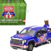 2022 GMC Sierra 3500 HD Pickup Truck Blue with American Soccer Graphics with Bison Figure "International Soccer Celebration '26" Series 1/64 Diecast Model Car by Greenlight