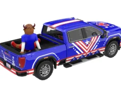 2022 GMC Sierra 3500 HD Pickup Truck Blue with American Soccer Graphics with Bison Figure