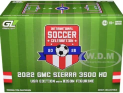 2022 GMC Sierra 3500 HD Pickup Truck Blue with American Soccer Graphics with Bison Figure