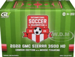 2022 GMC Sierra 3500 HD Pickup Truck Dark Red with Canadian Soccer Graphics with Moose Figure