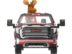 2022 GMC Sierra 3500 HD Pickup Truck Dark Red with Canadian Soccer Graphics with Moose Figure