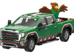 2022 GMC Sierra 3500 HD Pickup Truck Green with Mexican Soccer Graphics with Eagle Figure