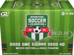 2022 GMC Sierra 3500 HD Pickup Truck Green with Mexican Soccer Graphics with Eagle Figure