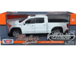 2019 GMC Sierra 1500 SLT Crew Cab 4x4 Pickup Truck Sunroof White Timeless Legends Series 1/24 1/27 Diecast Model Car Motormax 79361