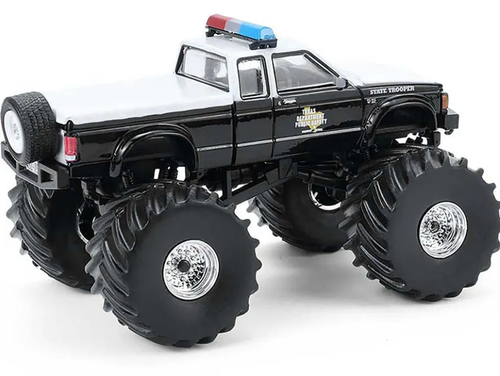 1990 GMC S-15 Monster Truck "Texas Department of Public Safety" Black and White "Kings of Crunch - Hot Pursuit" Special Edition 1/64 Diecast Model Car by Greenlight
