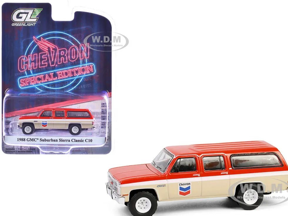 1988 GMC Suburban Sierra Classic C10 "Chevron" Orange and Beige with White Stripes "Chevron Special Edition" Series 1 1/64 Diecast Model Car by Greenlight