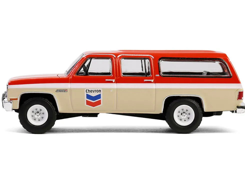 1988 GMC Suburban Sierra Classic C10 "Chevron" Orange and Beige with White Stripes "Chevron Special Edition" Series 1 1/64 Diecast Model Car by Greenlight