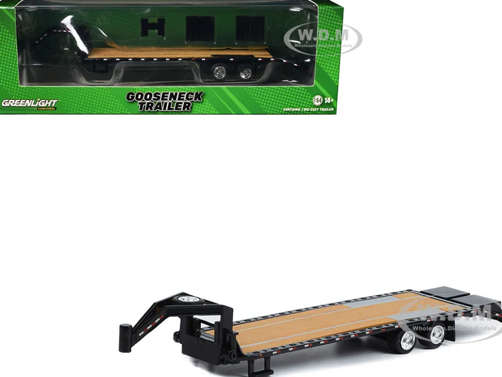 Gooseneck Trailer Black (In Box) 1/64 Diecast Model Car by Greenlight